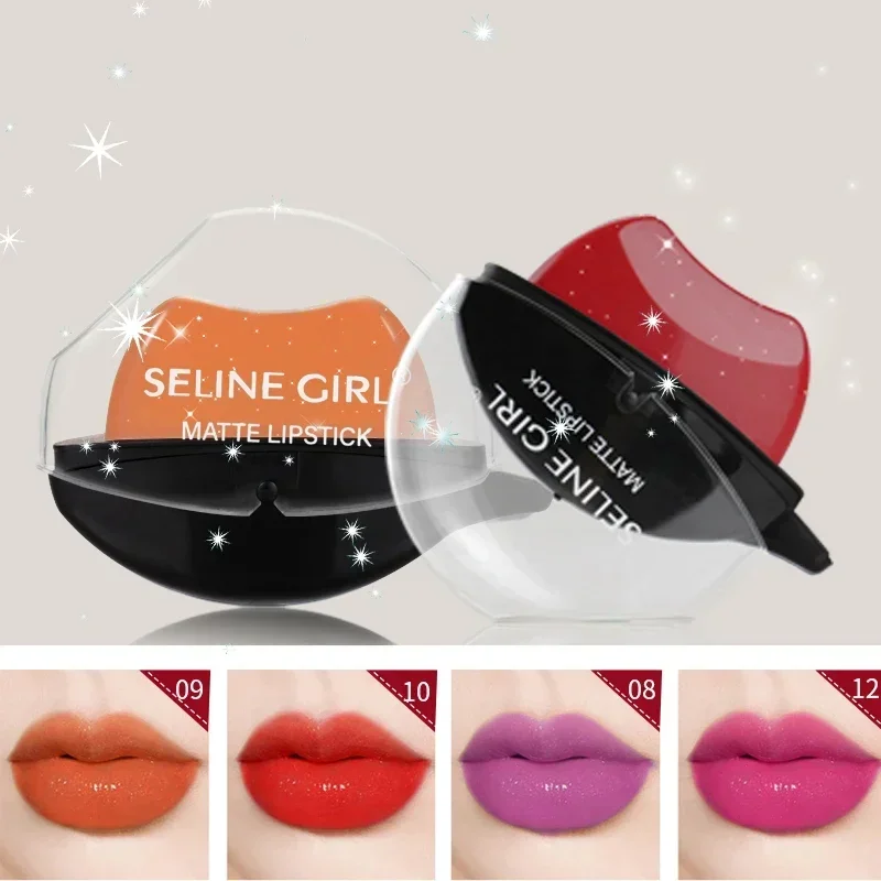 Lip-shaped Lipstick Makeup Lazy Lipstick Velvet Matte Moisturizing Lip Gloss Waterproof Non-stick Cup Long Lasting Makeup