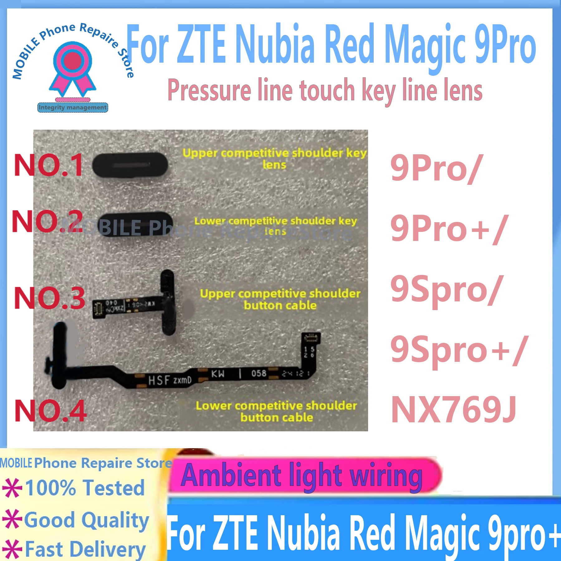 

For ZTE Red Magic 9pro 9pro+ 9spro+nx769j game competitive pressure line touch key line lens