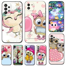 Black tpu Case For Samsung galaxy A54 A34 A14 5G A04 NOTE 20 10 9 PLUS ultra+ cover fashion cartoon owl