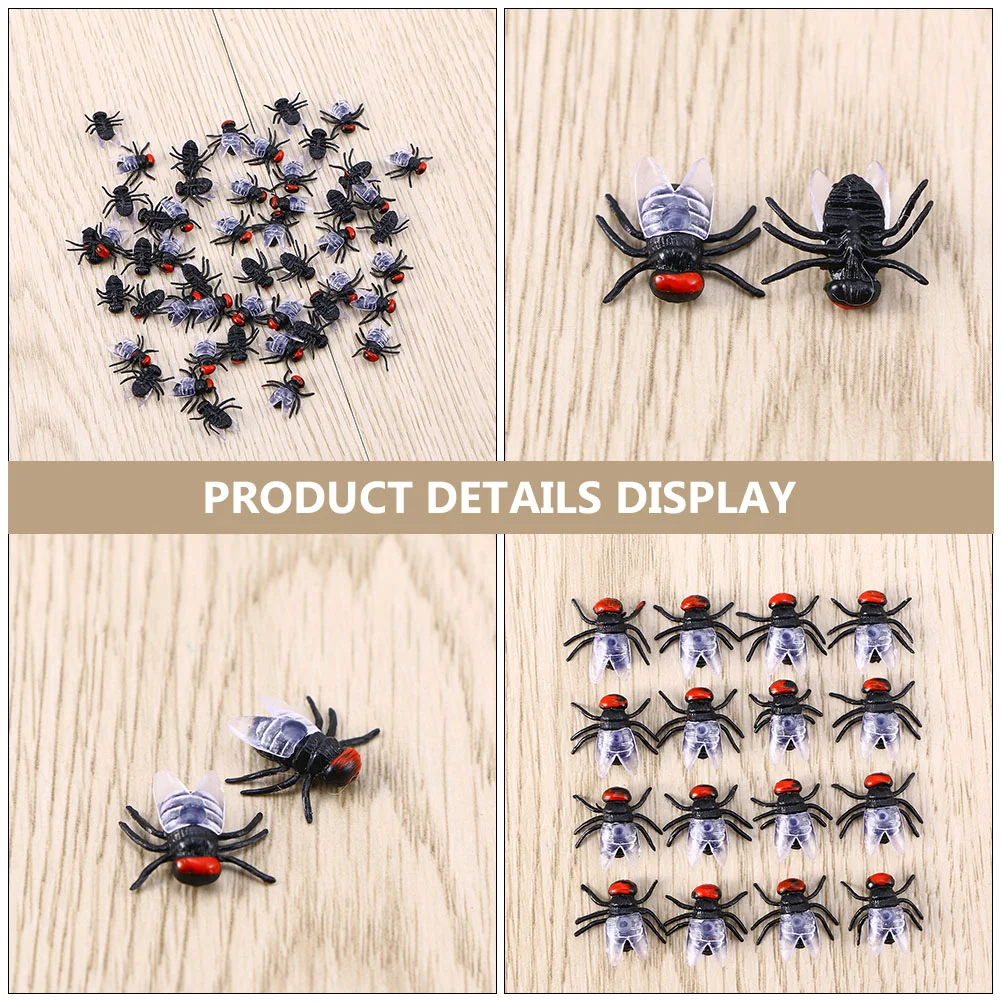 100 pezzi di giocattoli volanti artificiali volanti plastica nera mosca simulazione ingannevole scherzo puntelli insetti finti in PVC