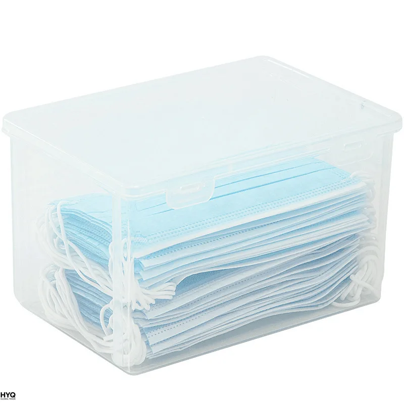 Boîte rangement masques transparente grande capacité, 2 pièces, rangement ménager