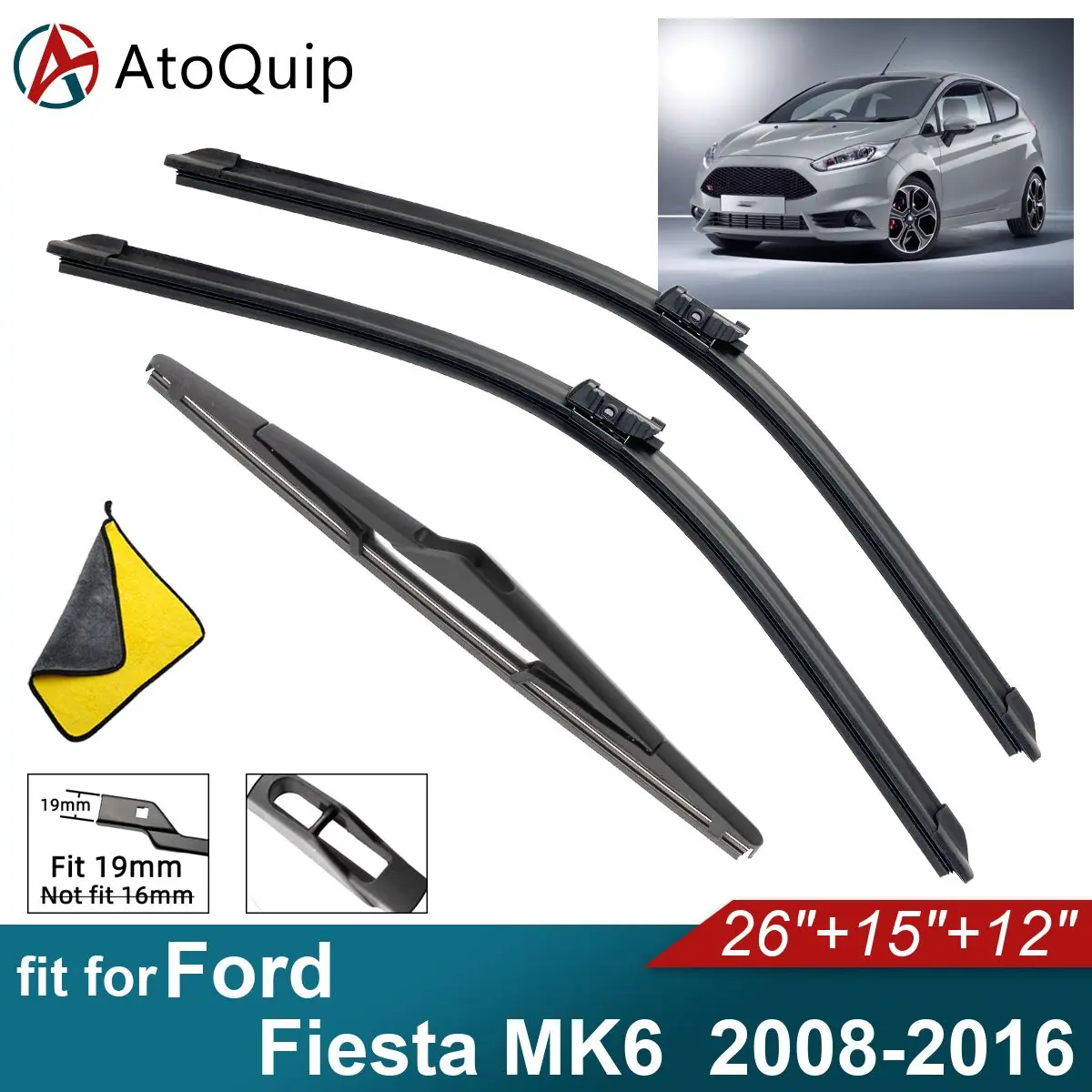 Car Windshield Wiper Blades Fit For Ford Fiesta MK6 Rear Wiper Blades Soft Rubber Auto Front Windscreen