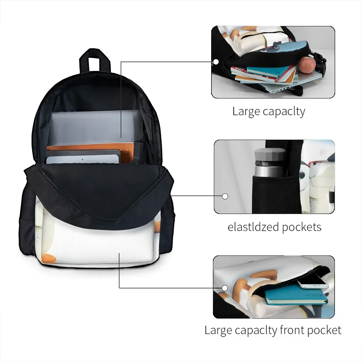 Pingu Penguin Backpack Student BookBag Kids School Bag Laptop Shoulder Bags for Boys Girls