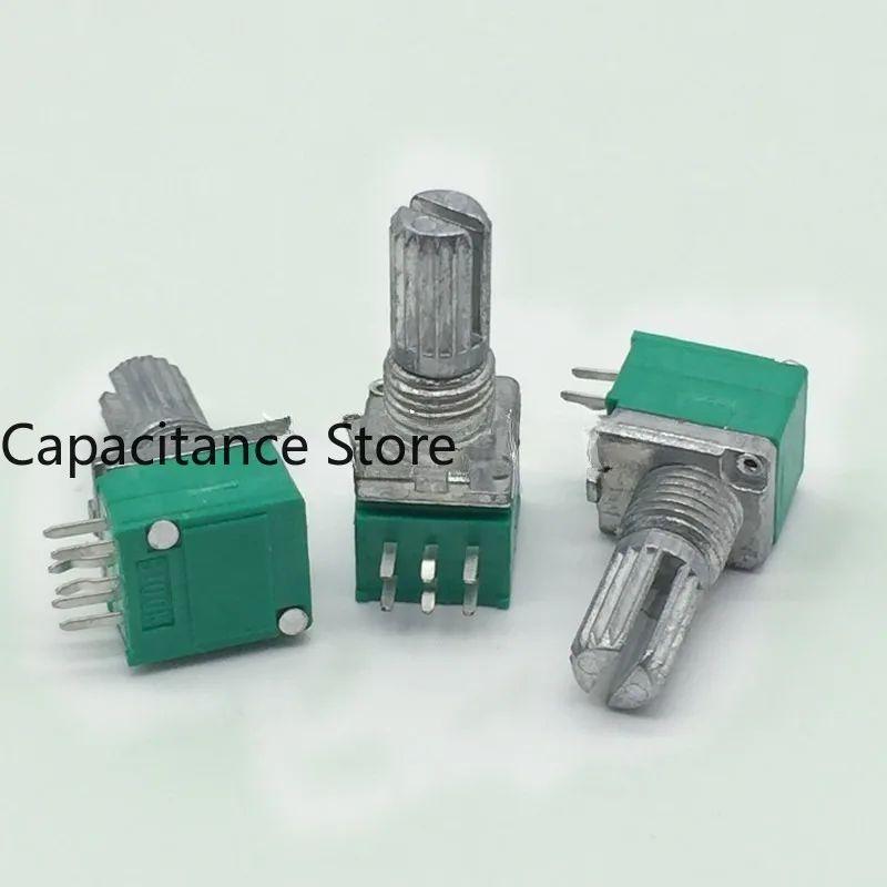 10PCS Double potentiometer RK097 B1K5K 10k 20k 100k 500k 6-pin shaft length is 15mm.