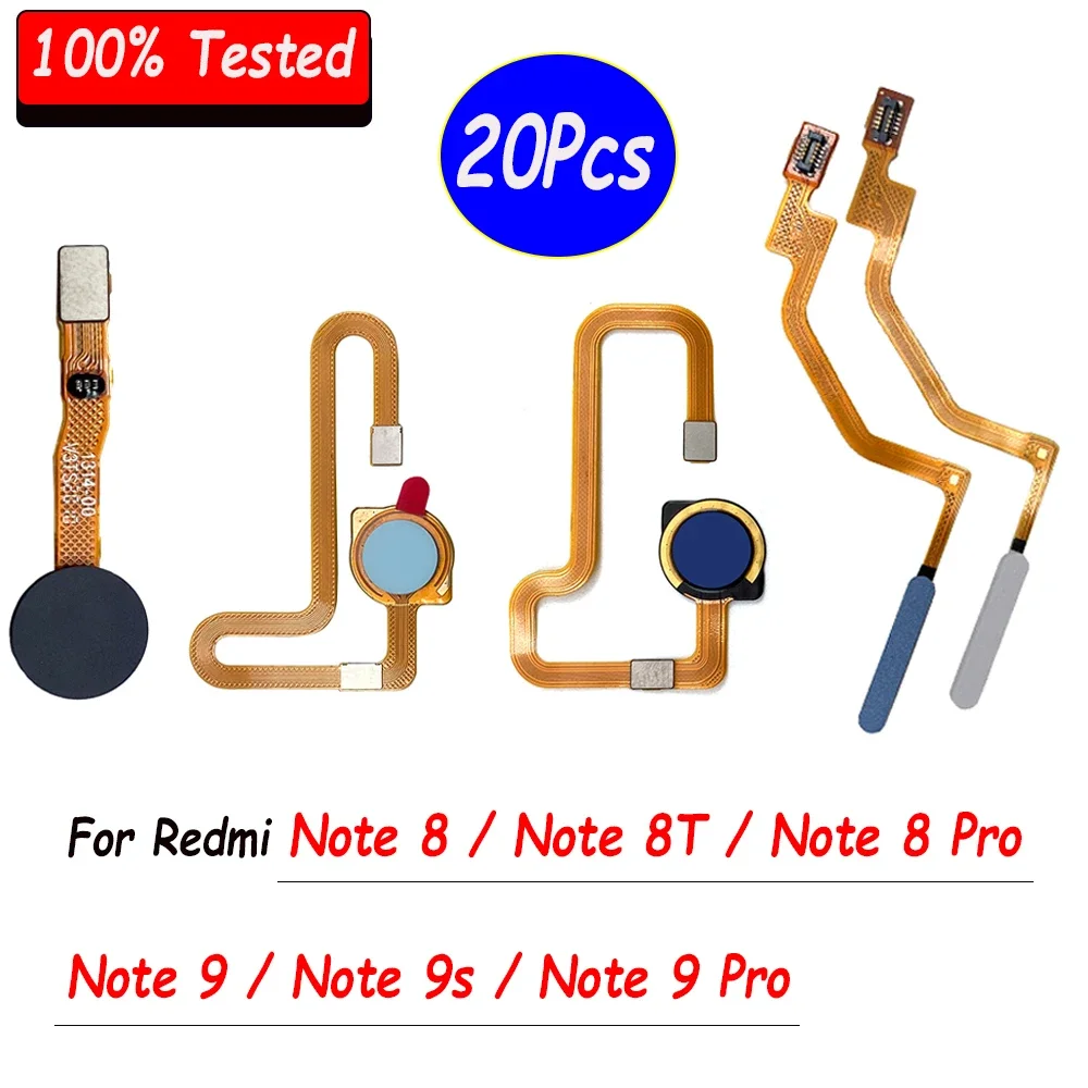 

20Pcs，Original Tested Home Return Key Men Button Fingerprint Touch Id Sensor Connector Flex Cable For Redmi Note 8 Pro 8T 9 9S