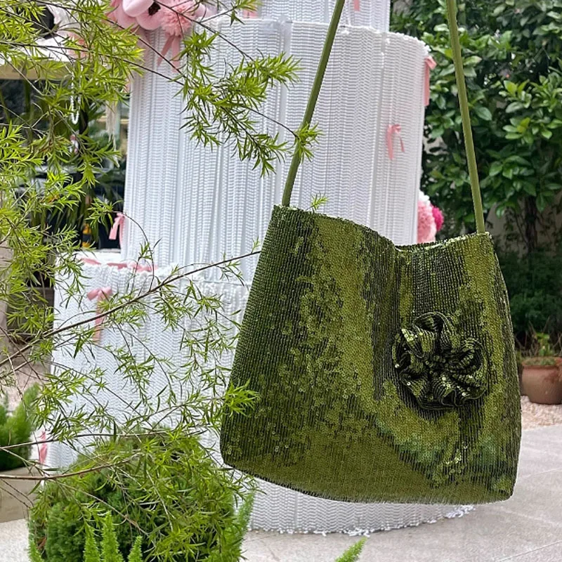 Sac à main à paillettes de luxe pour femme, sac sous les ati elles, sac à fleurs tendance, fourre-tout de haute qualité, initié