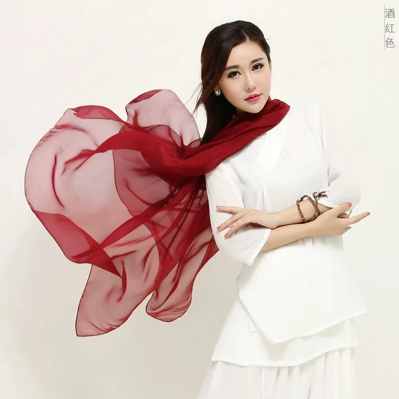 

Шарф-платок женский из 100% натурального шелка, 180x110 см, однотонный, тонкий, из тутового шелка