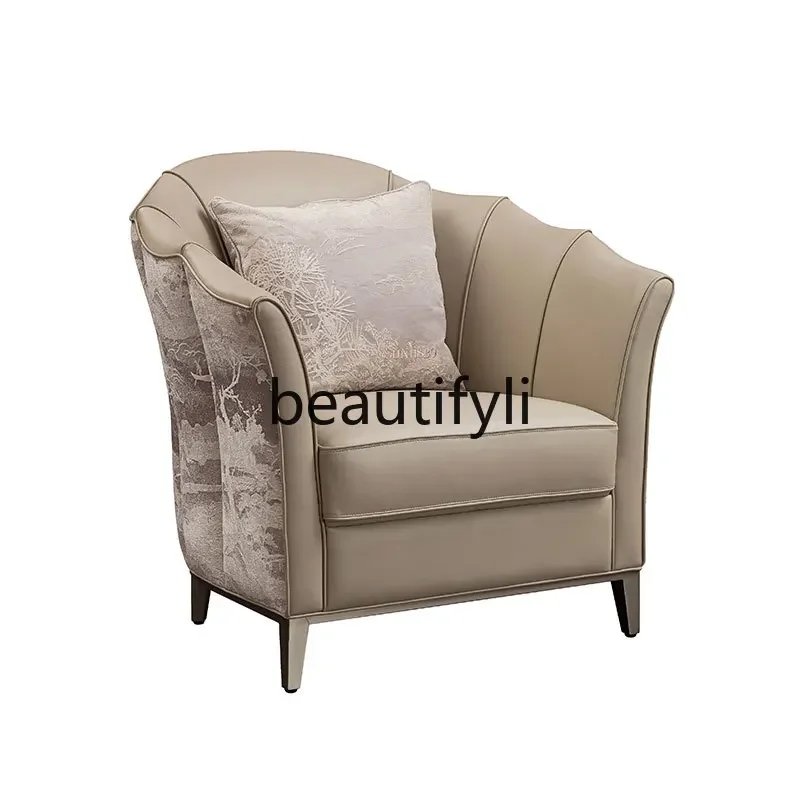 A71 Light luxury leather sofa, triple & double & lounge chair