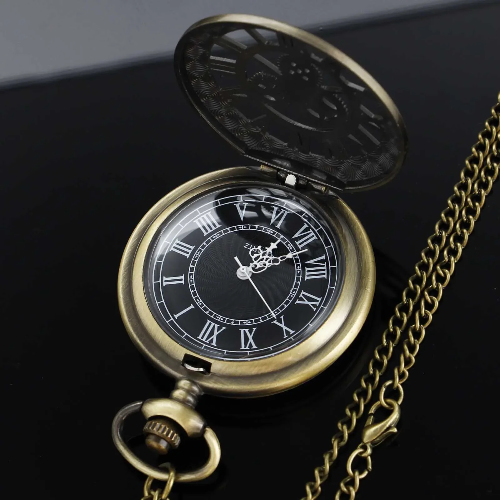 Steampunk النحاس خمر الجوف والعتاد ريترو كوارتز ساعة الجيب رجل خمر قلادة جيب فوب ساعة هدية رائعة