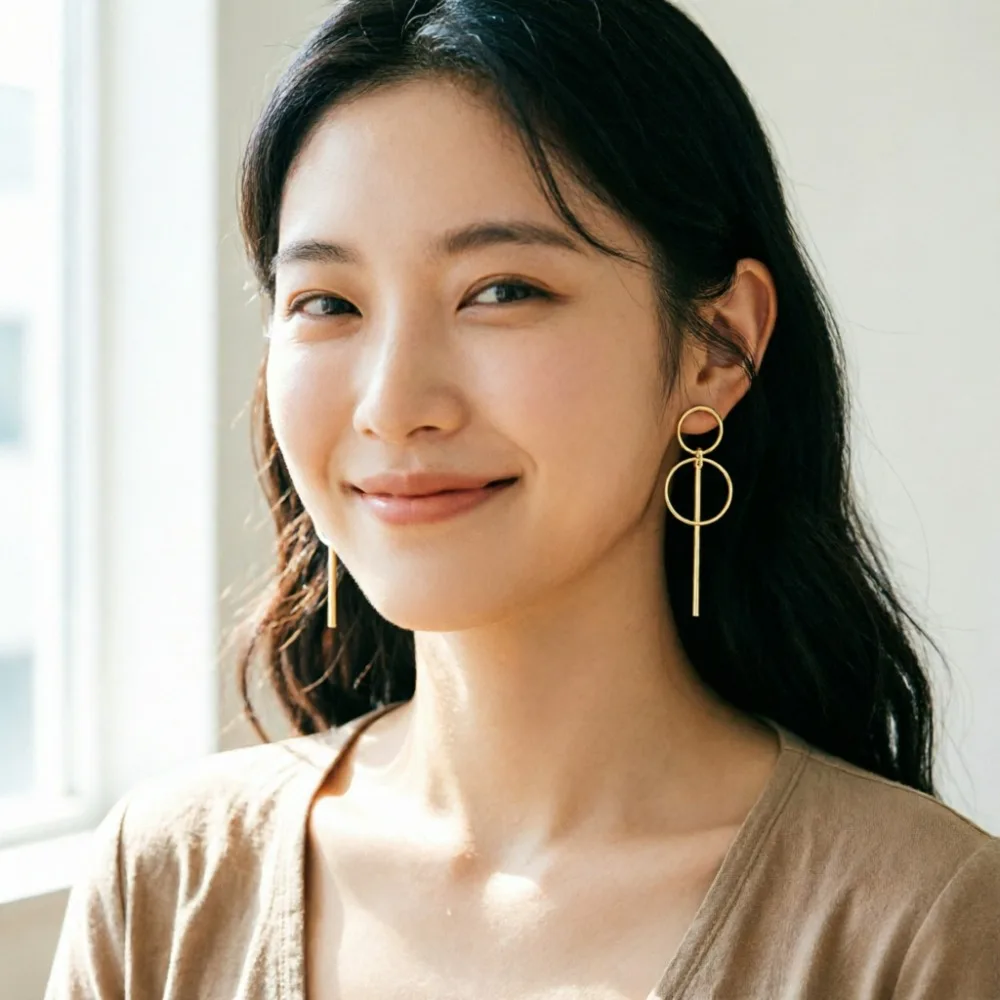 2026 New Punk Simple Gold Color Long Section Tassel Pendant Size Circle Drop Earrings For Women Fashion Jewelry AccessoriesGifts