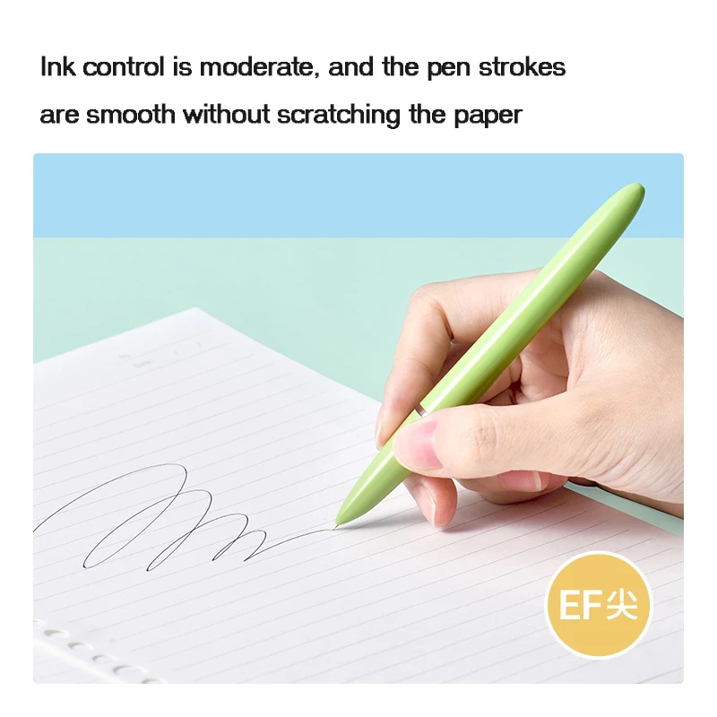 KACO School Supplies Fountain Pen 0.5mm Black Ink Wrapped Pen Tip Easy Control Pens School Office Writing Practice Dopamine Pen