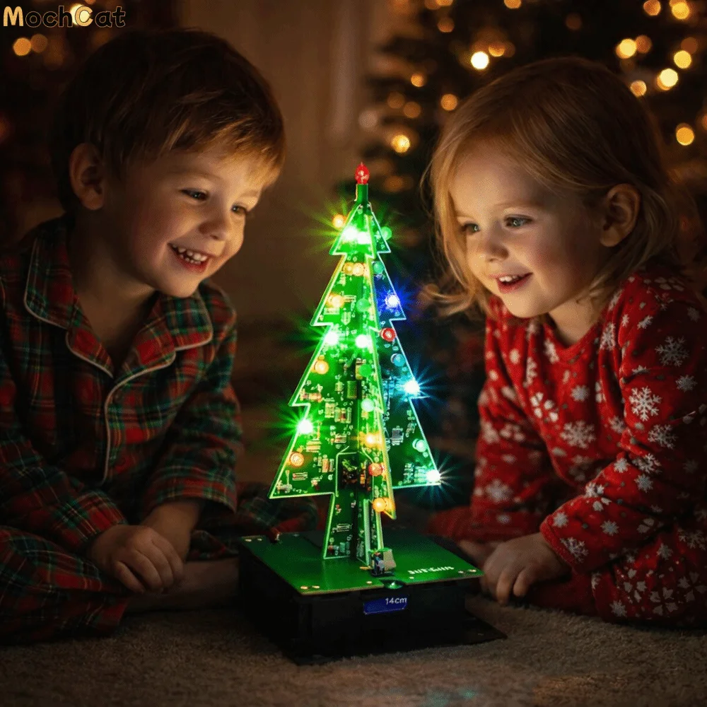 

Red Green Yellow LED LED Christmas tree flashing toy 3 Color /7 Color Three-Dimensional Design 3D LED Christmas Tree Kit