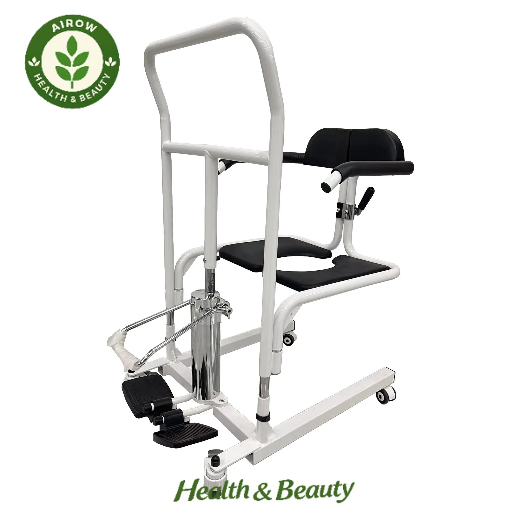 AIROW Medical Home Care MDR-CE Certified Waterproof Hydraulic Patient Lift Transfer Chair Heavy-Duty Older Disabled-Friendly