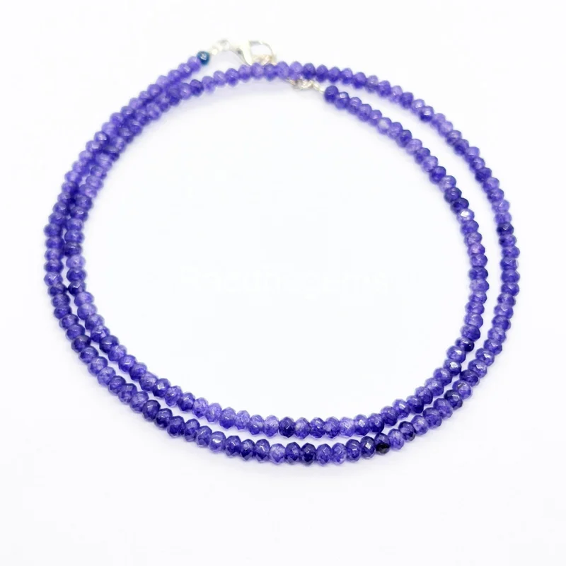 Natural Purple Amethyst Beaded Necklace 3mm Faceted Rondelle , Dainty Beads