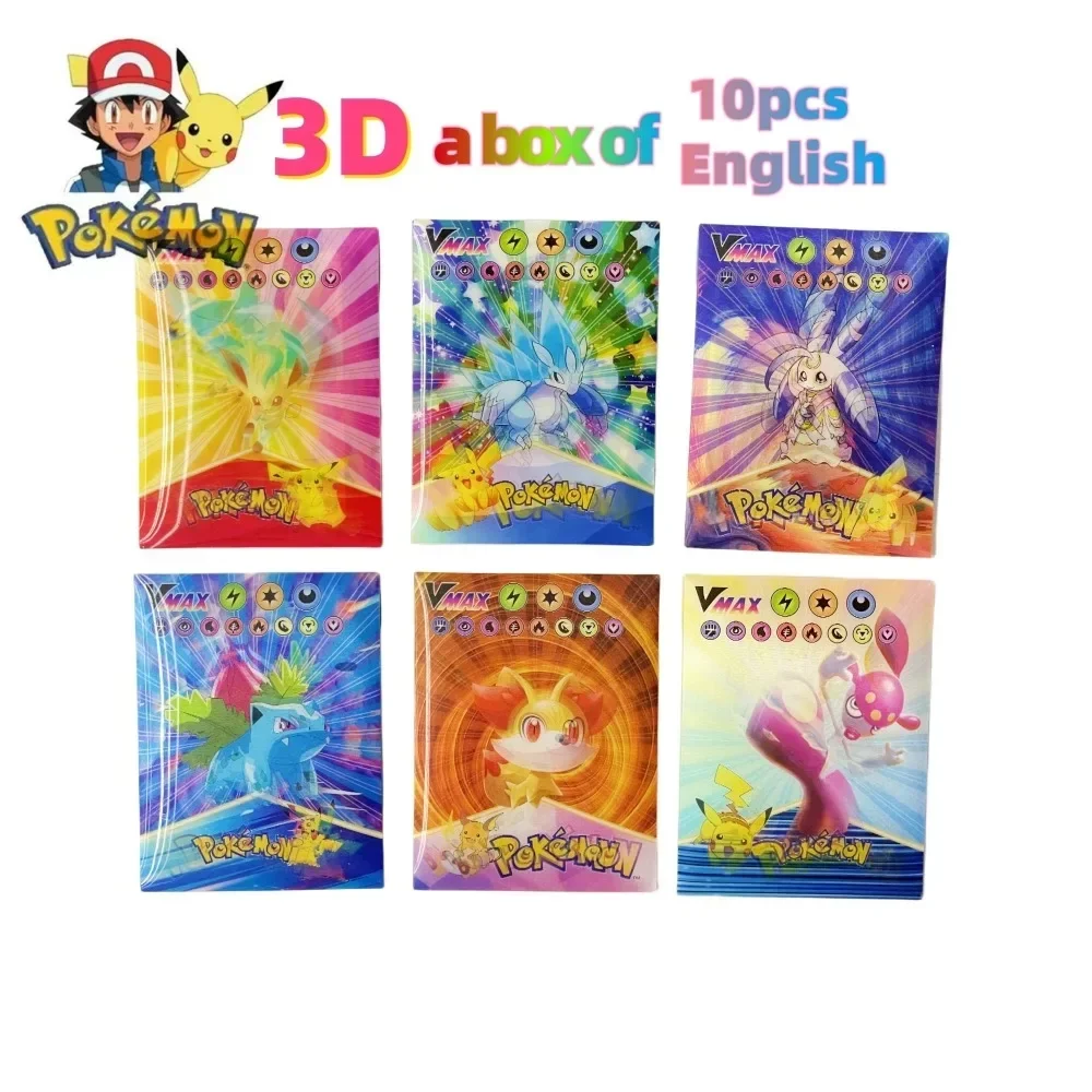 

2024 60Pcs Pokemon 3D Shining Rainbow Cards English Vmax Gx Charizard Pikachu Trading Game Collection Battle Card Children Toys