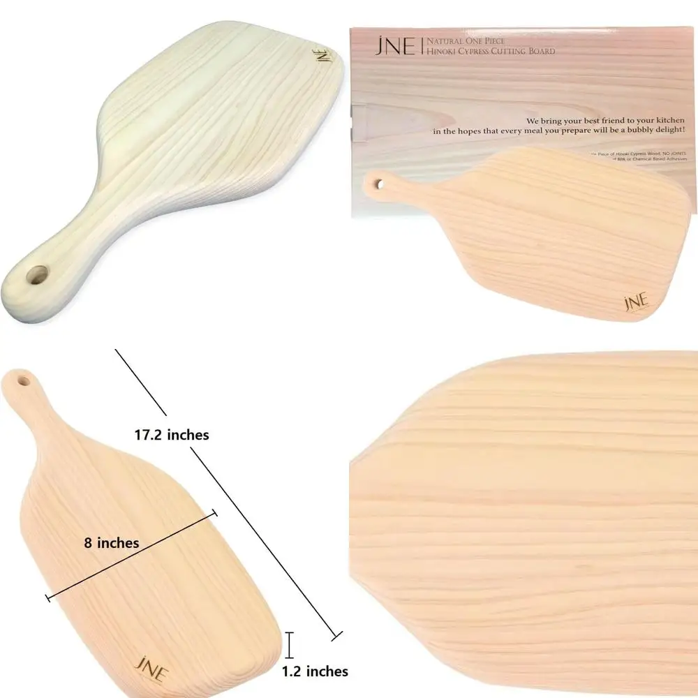 

Solid Hinoki Cypress Wood Cutting Board, 17.2 x 8 x 1.2, Reversible Chopping & Serving Board, No Joints or Glue
