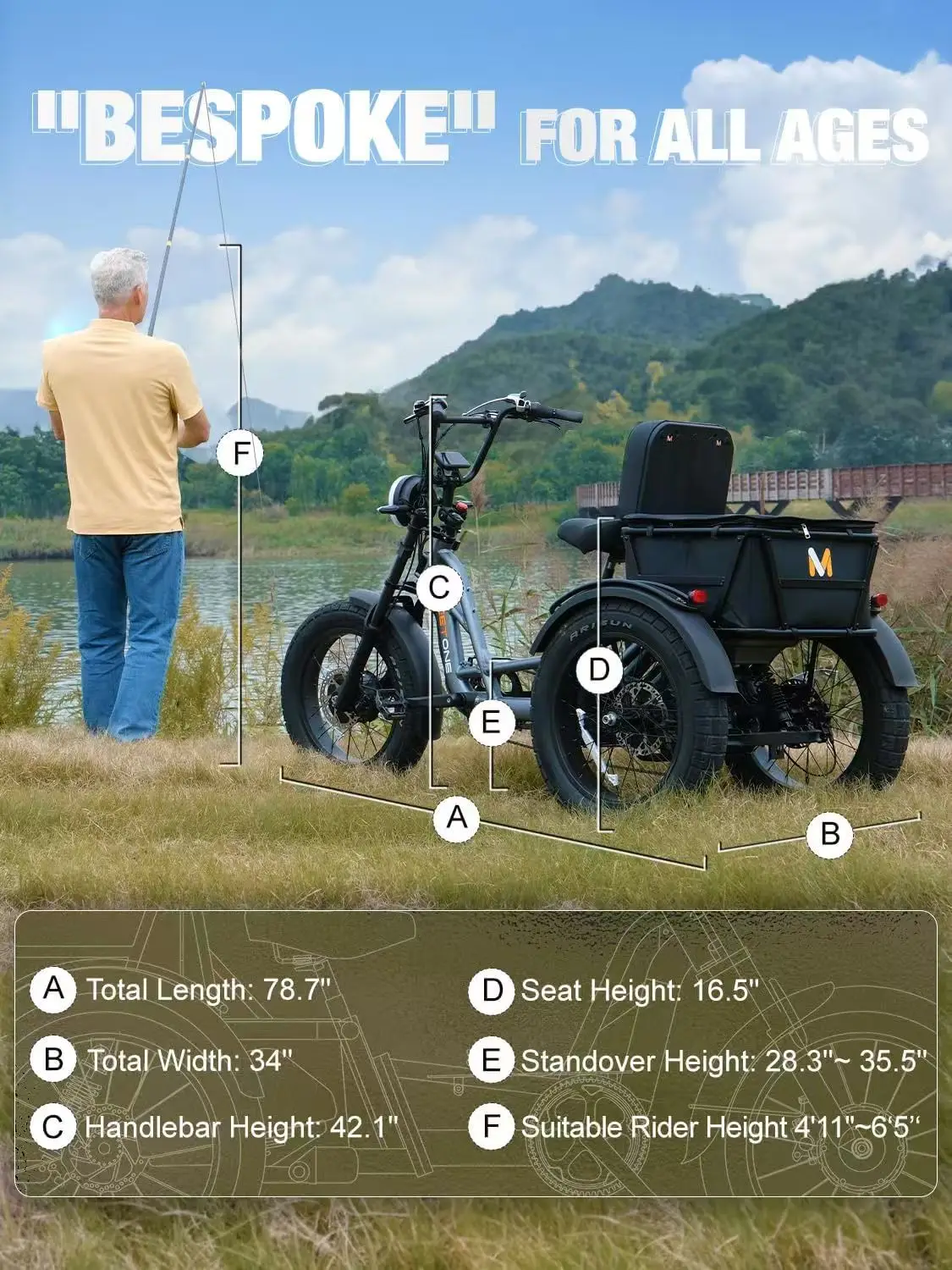 

Трехколесный электровелосипед с двумя двигателями, толстыми шинами, алюминиевой рамой, для дальних поездок, семейный грузовой трайк