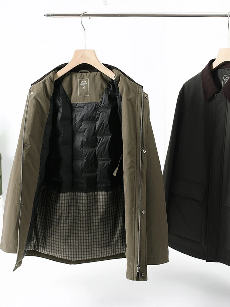 

Мужская зимняя стеганая парка из вельвета с пуховым наполнителем, теплая повседневная уличная рабочая одежда свободного кроя, куртка для поездок на работу, полиэстер