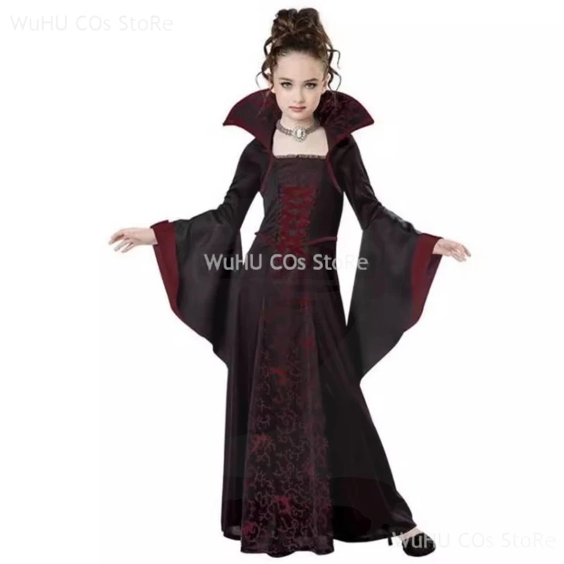 Halloween Cosplay Witch Vampire Costume for Kids Girls Disfraz Carnival Dress Up Party Mujer Children's Performance Clothing