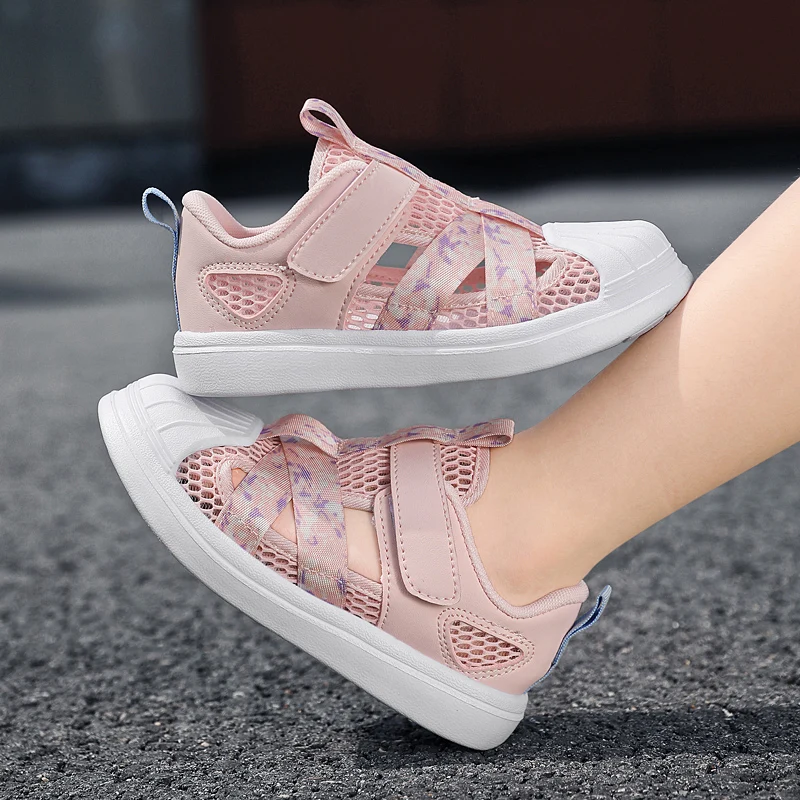 Chunky Air Mesh Sneakers para crianças, sapatos femininos de verão, calçados esportivos leves, macios, casuais, princesa, coreano, líquido, moda, 4,