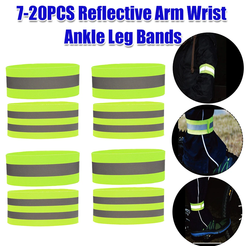 العصابات العاكسة قابل للتعديل الذراع المعصم الكاحل الساق العصابات عالية الوضوح السلامة الأشرطة العاكسة للمشي ليلا ركوب الدراجات الجري #2