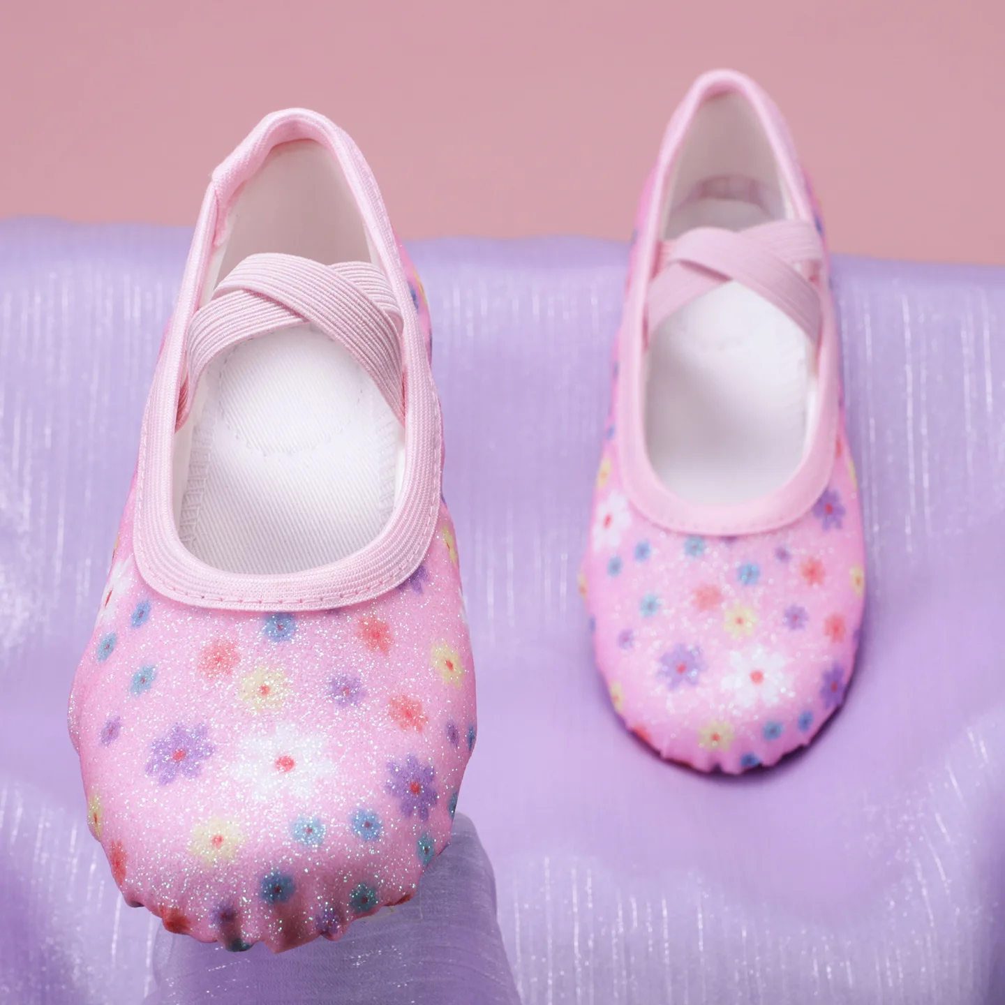 

Shiny Glitter Pink Flower Children's Dance Shoe Cross-border Sports New Girls Practice Ballet Cat Claw Ballerina Shoes