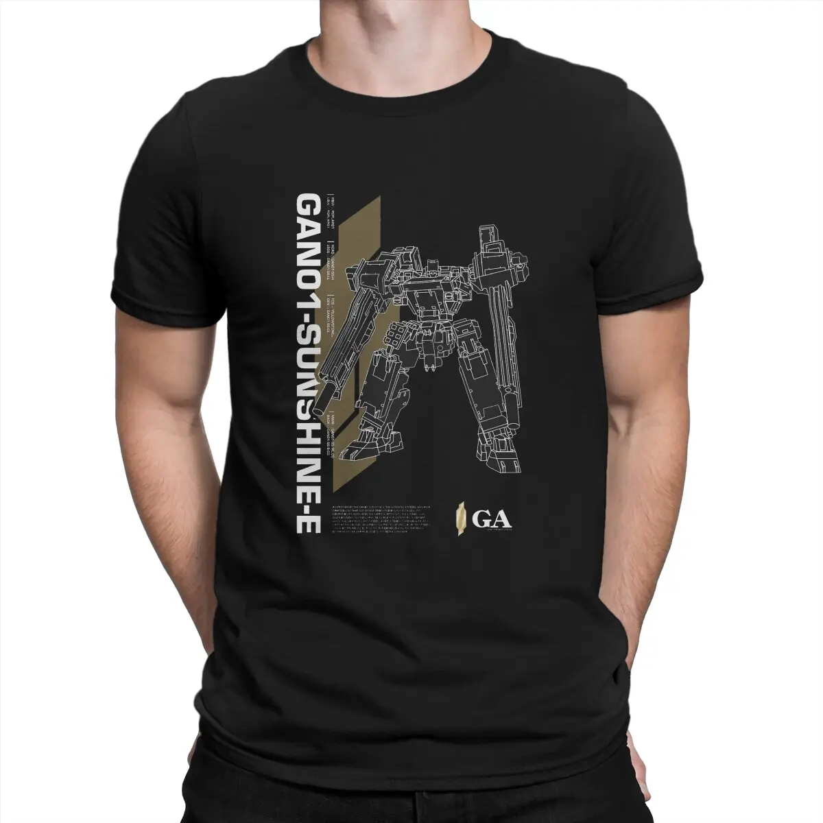 Ga America Mech Sunshine-E Negative T Shirts Pure Cotton Leisure T-Shirt Round Collar Armored Core Tees Short Sleeve Clothing