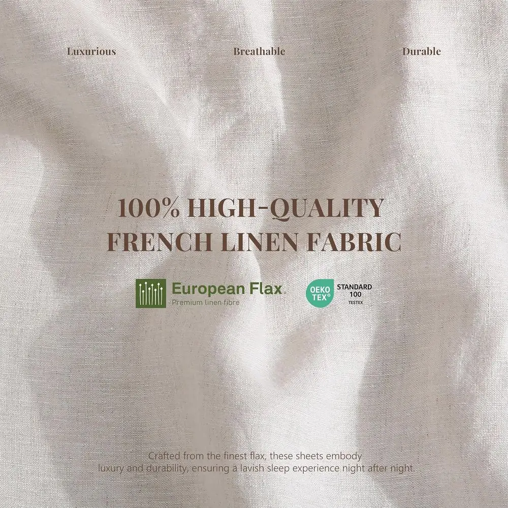 Lenzuolo con angoli king size 100% lino, 78x80, 16 tasche profonde, traspirante, lavato con pietra, elastico a tutto tondo (lino naturale, 1 lenzuolo O