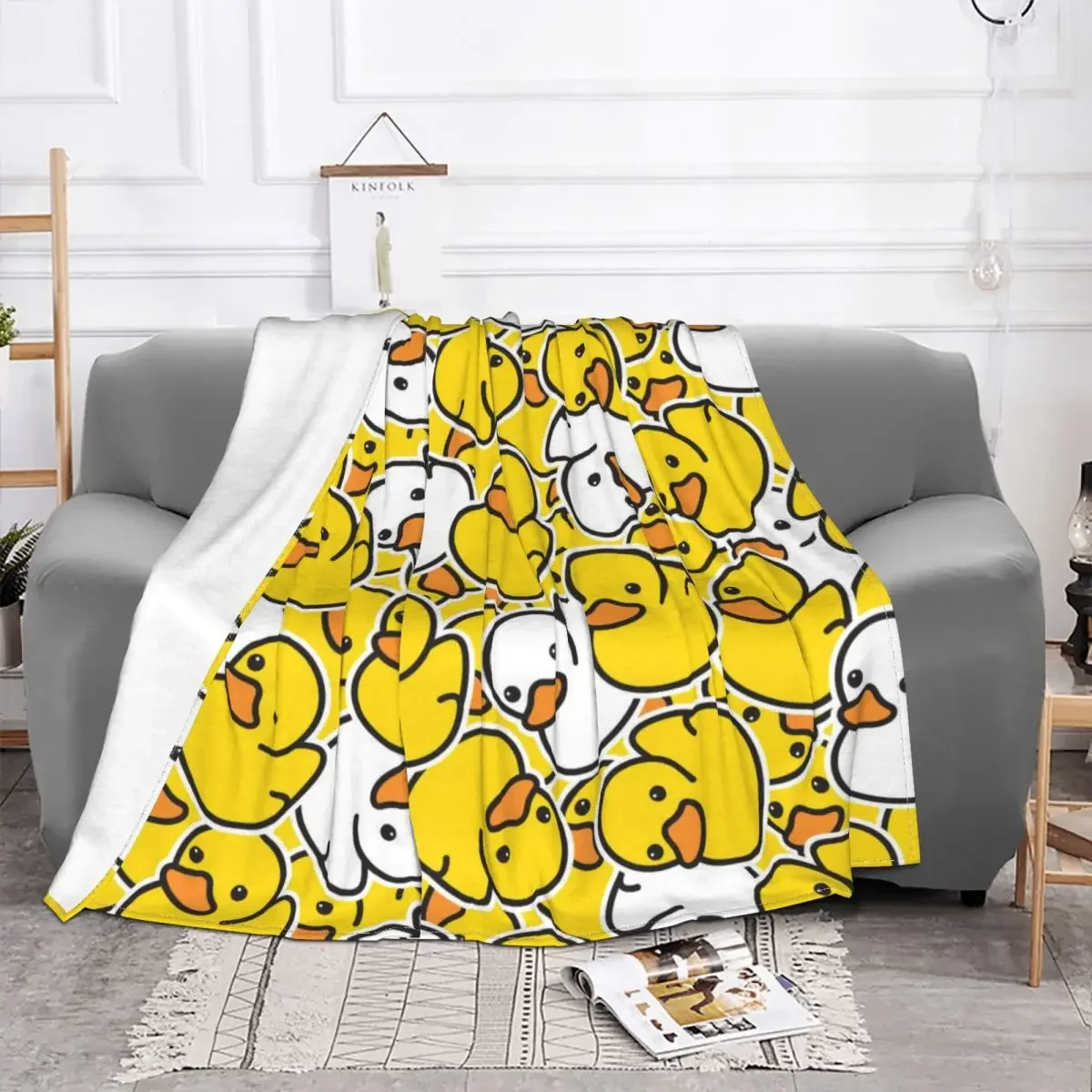 Cute Duck Pattern Ducky Cartoon Blanket Animal Flannel Throw Blankets Summer Air Conditioning Decoration Soft Warm Bedspreads