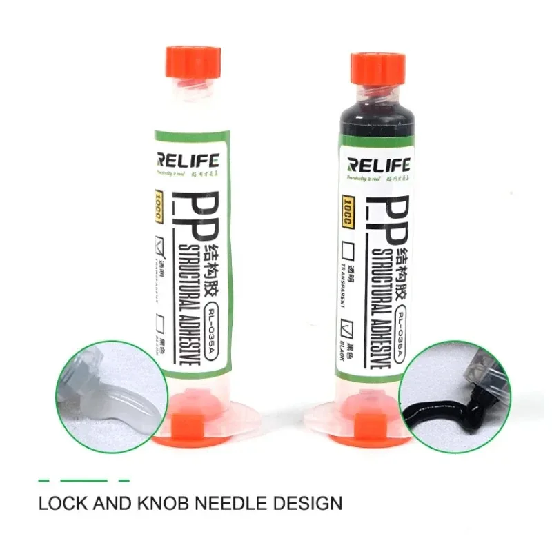 RELIFE Manual Glue Gun 10CC PP Structural Adhesive with Needle Tips for All Phones Middle Frame Rear Glass Bonding Repair Tools