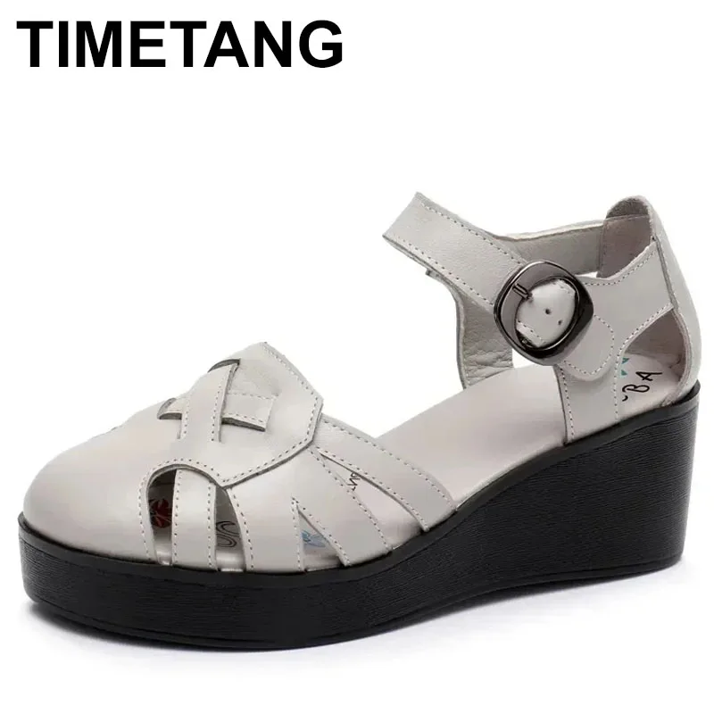 

2025 Women Wedges Sandals Pumps Ankle Buckle Open Toe Fish Mouth Med Summer Women Shoes Fashion Wedges Shoes