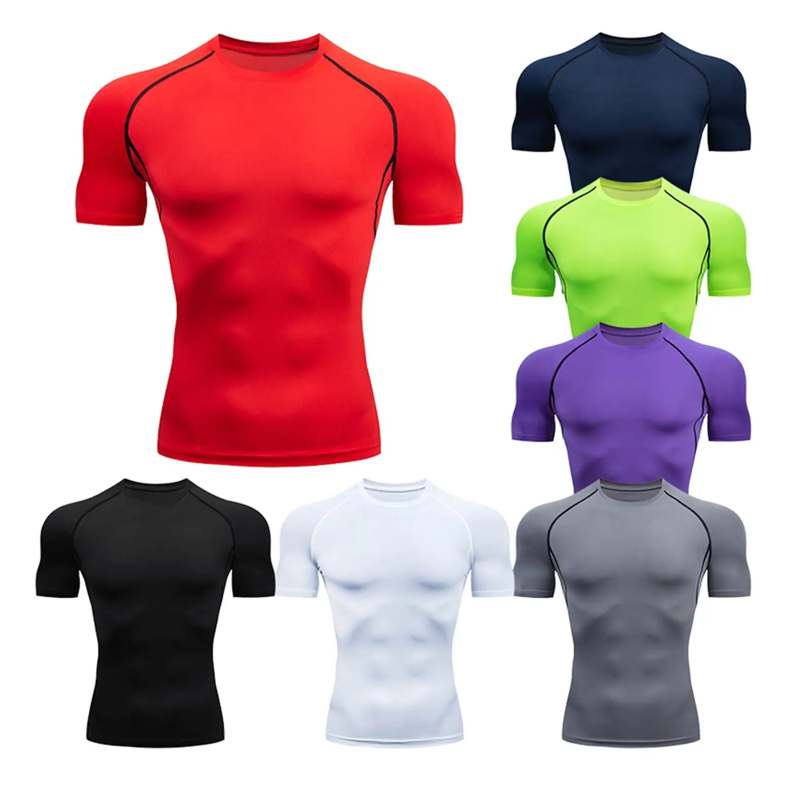 Men Running Compression Shirts Quick Dry Soccer Jersey Fitness Tight Sportswear Rash Guard Athletic Gym Sport Short Sleeve Shirt