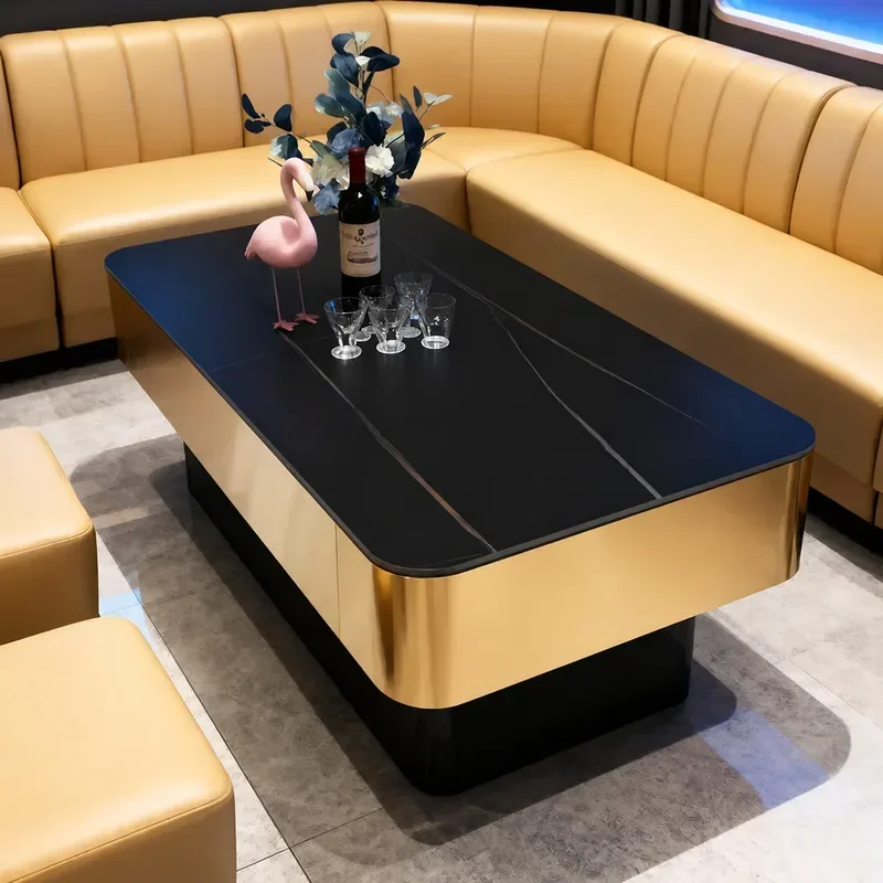Rock Slab Coffee Table for KTV Bar Booth Karaoke Room Lounge Tea Table Modern Loose Furniture Special Design for Commercial