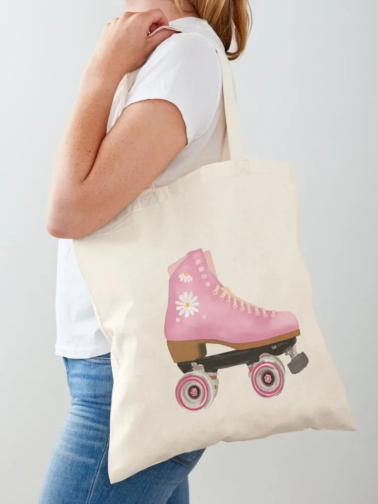 Retro pink pastel roller blade Tote Bag bags luxury women tote bag shopper bag women canvas free delivery bags