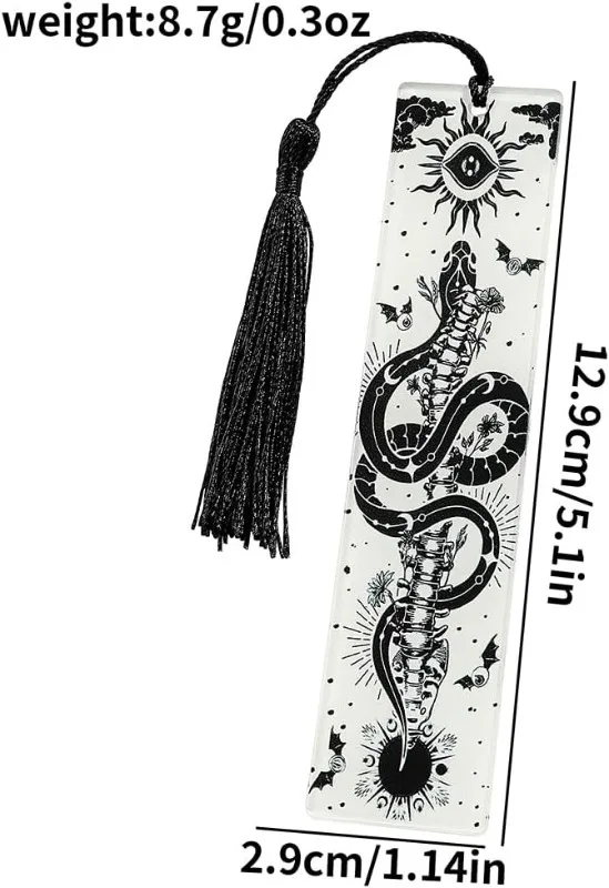 مجموعة إشارات مرجعية من الأكريليك مكونة من قطعتين، تصميمات شجرة الحياة وماونتي بايثون، علامات كتب مزخرفة بشراشيب