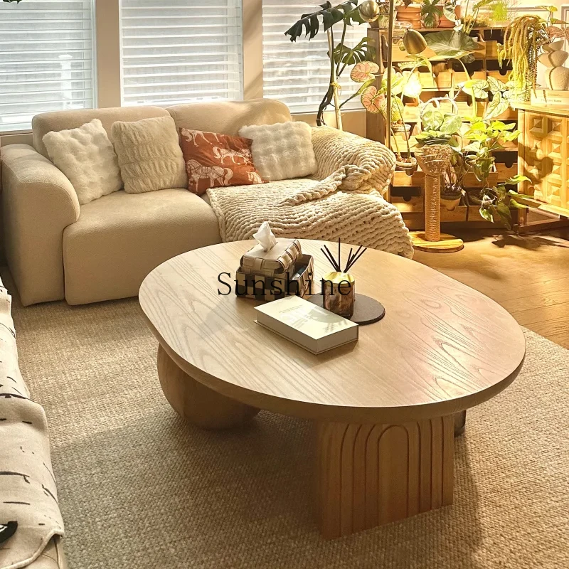 

French retro solid wood coffee table household medium and ancient style small low table