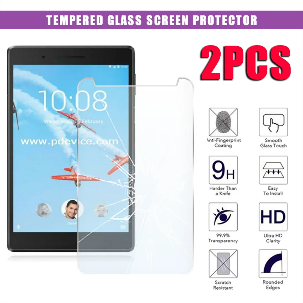 2Pcs Tempered Glass for Lenovo Tab M7 TB-7305/Tab M7 3rd Gen TB-7306F 9H 2.5D Full Cover Protective Screen Protector Film