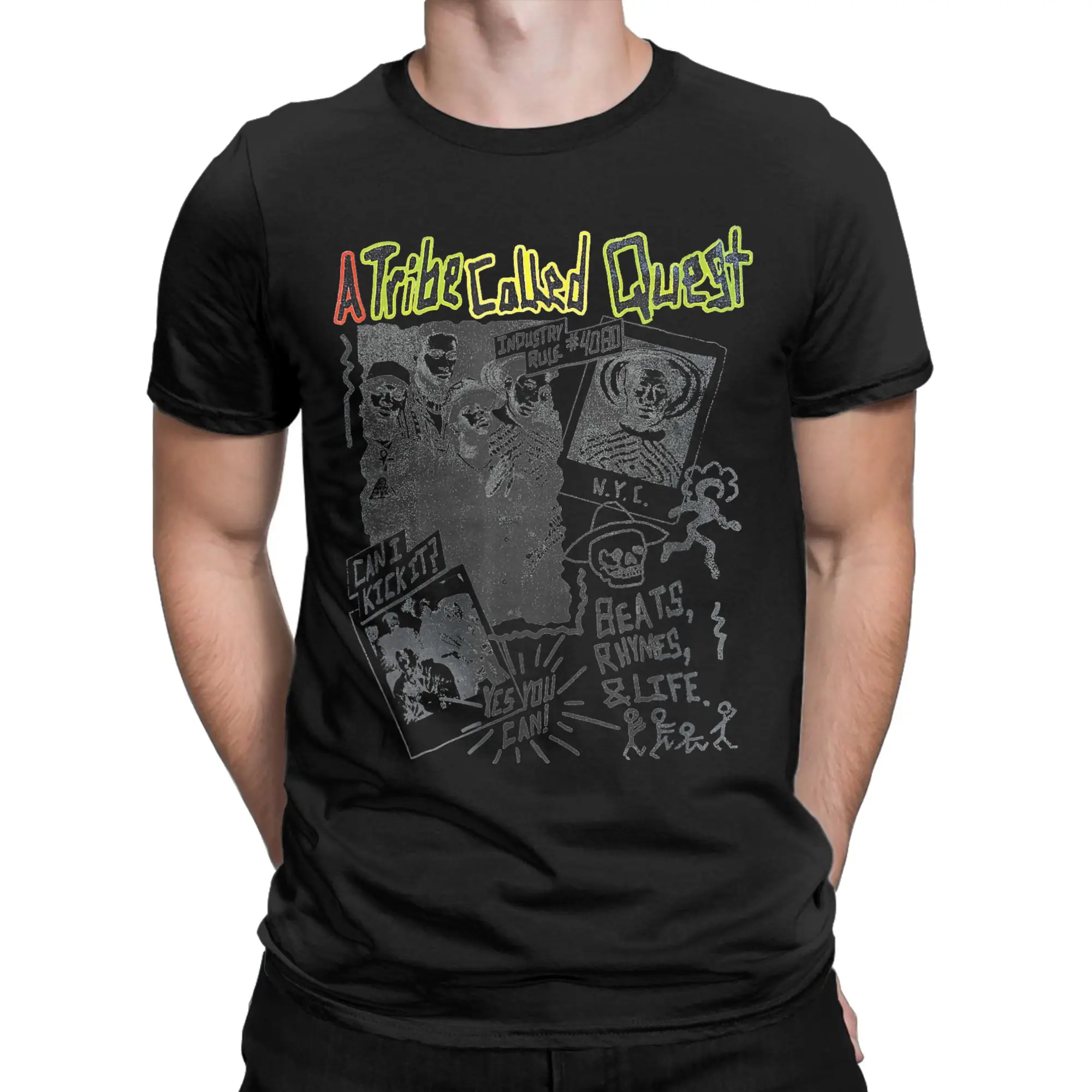 Leisure A Tribe Called Quest Low End Theory T-Shirt Men Round Collar Pure Cotton T Shirts  Short Sleeve Tee Shirt 4XL 5XL Tops