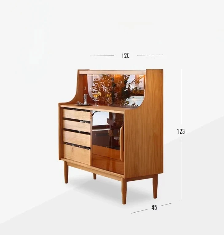 Solid wood simple multi-functional dining side cabinet Japanese-style household wall creative magazine cabinet