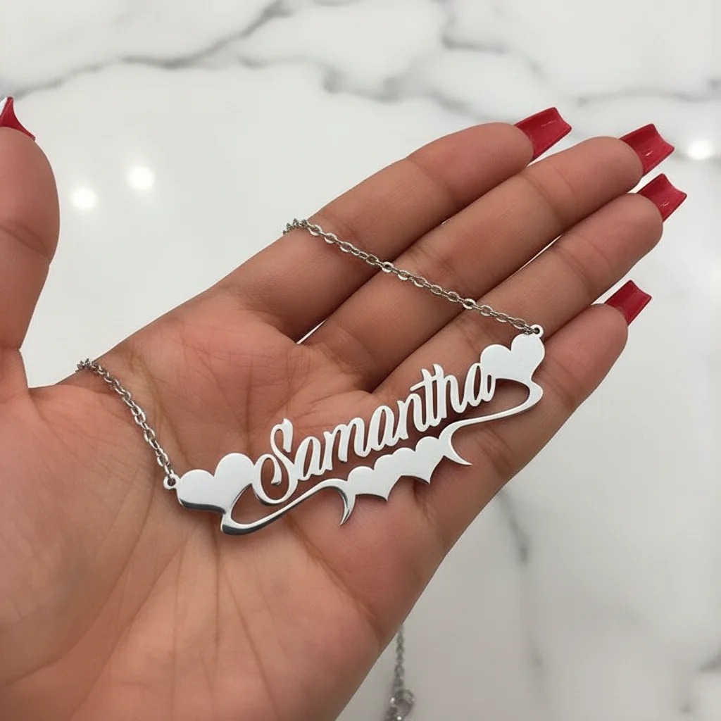 Stainless Steel Handmade Custom Name Personalized Name Necklace for Women Jewelry 18K Gold Plated Filled Heart Statement Choker view 5