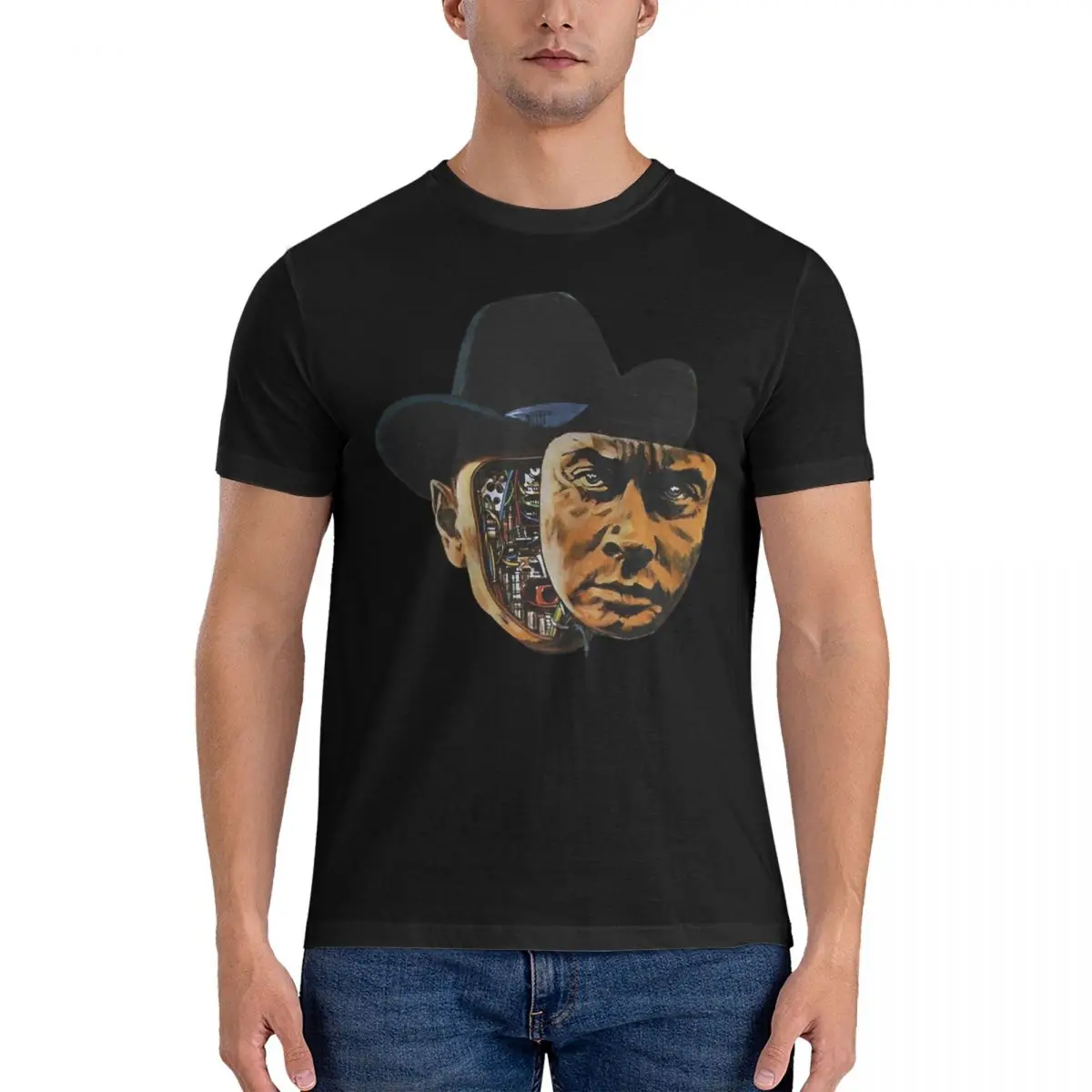 Men's Gunslinger T Shirt W-Westworld Pure Cotton Clothes Vintage Short Sleeve Round Neck Tees Summer T-Shirt