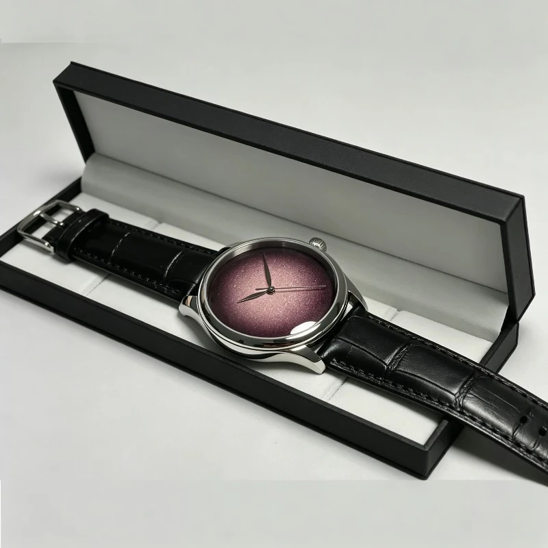 Manual customization gradual change purple similar, wordless book! 2130 movement, cowhide belt!
