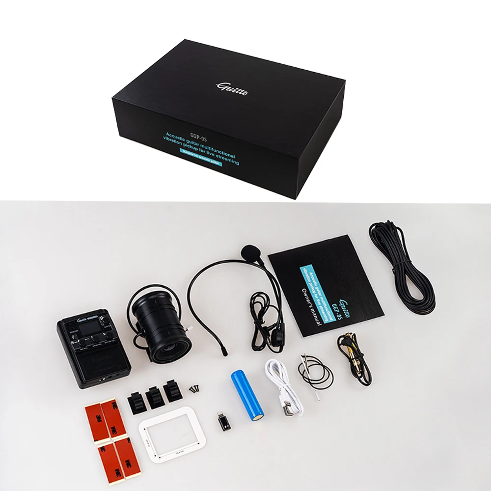 Guitto GGP-05 Acoustic Guitar Pickup System Multifunction Vibration Sensor & Condenser Mic Digital EQ Perfect for Live Streaming