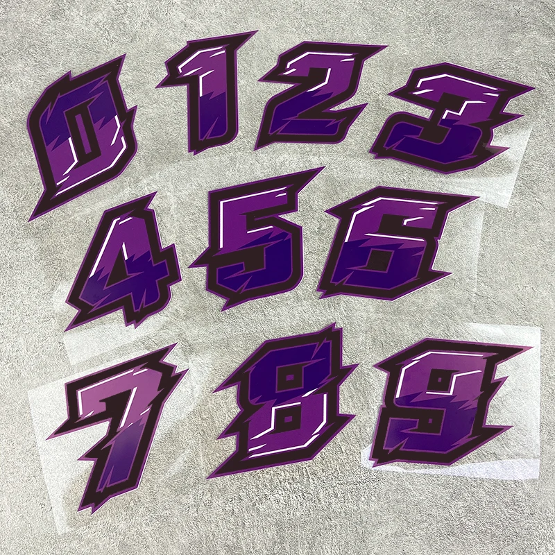 

1PC Purple Motorcycle Number Stickers Waterproof for Motorbike Fuel Tank Windshield Fairing Scooter Helmet Bike Vinyl Decals