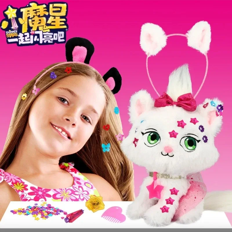 Original Kinder geburtstags geschenk Schimmer Sterne Plüsch Katzen spielzeug für Mädchen niedlichen Anime Plüsch Kawaii Kitty und Panda Plüsch Spielzeug