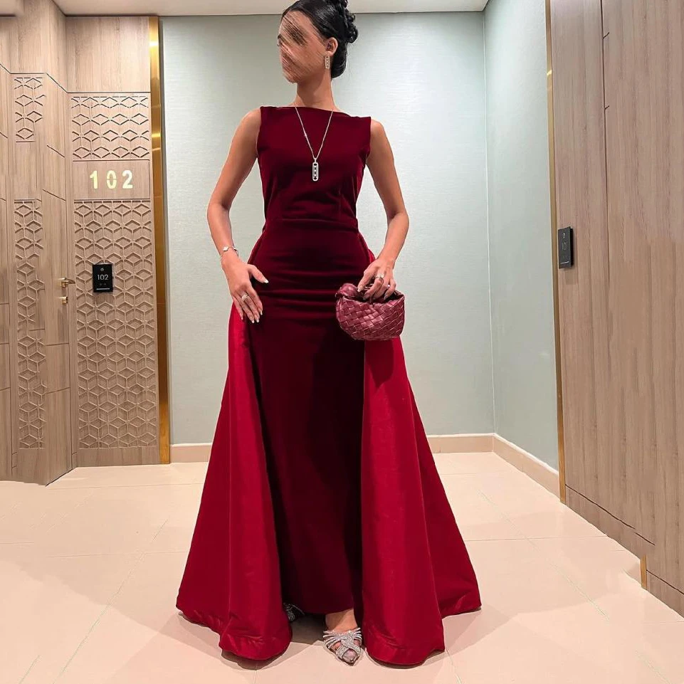 Lily Burgund Elegantes Meerjungfrau-Abendkleid, O-Ausschnitt, Ballkleid, ärmelloses Hochzeits-Abendkleid, Meerjungfrau-Robe de Soirée, individuell gestaltet