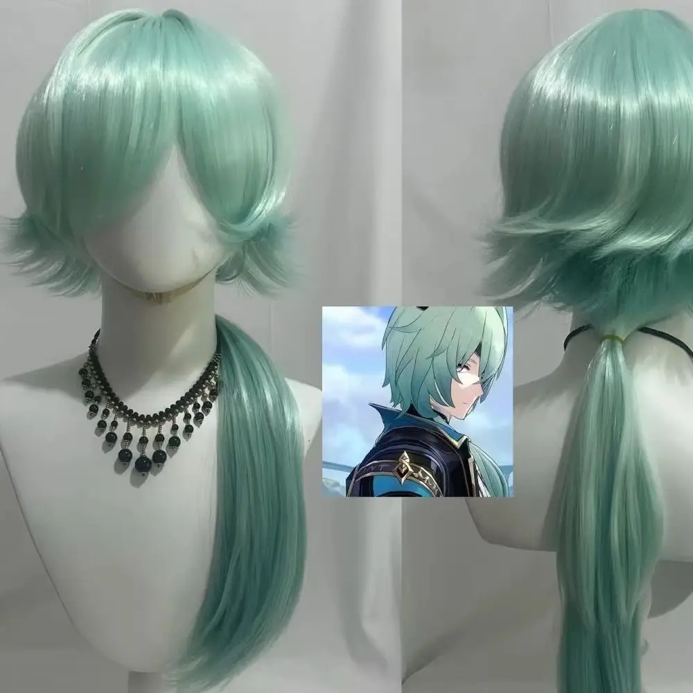 أنيمي هونكاي ستار السكك الحديدية Anaxagoras شعر مستعار تأثيري الليمون الأخضر التدرج الشعر الاصطناعية مقاومة للحرارة الشعر مع بطانة صافي الورد #1