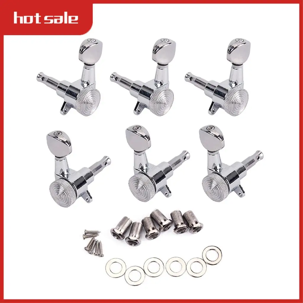 

AC22-Chrome Semicircle Guitar Locking Tuners Guitar Machine Heads Tuning Pegs 3R 3L For Electric Acoustic Guitar