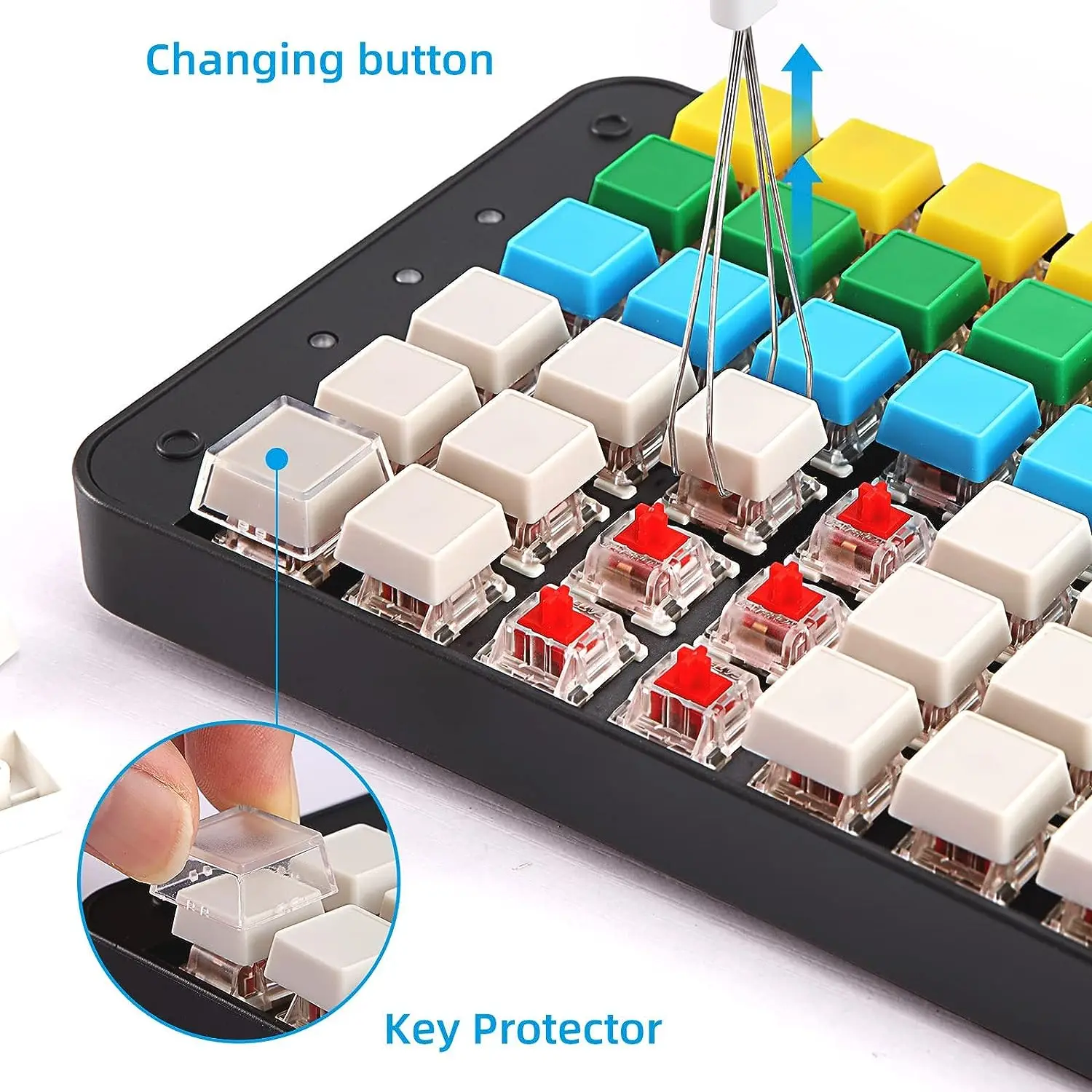 Imagem -03 - Single-handed Teclado Mecânico Programável Pbt Blank sem Impressão Todas as 48 Chaves Programáveis Oem Gateron Red Switch Chaves Macro