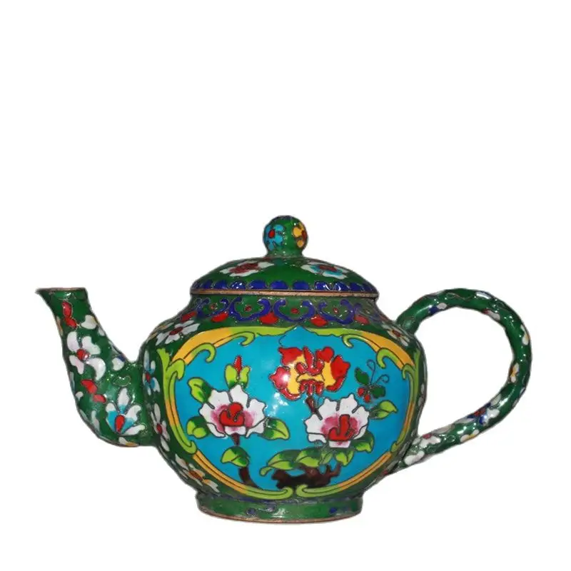 Collect Wine Pot Red Copper Cloisonne Filigree Craft Nepalese Handicrafts